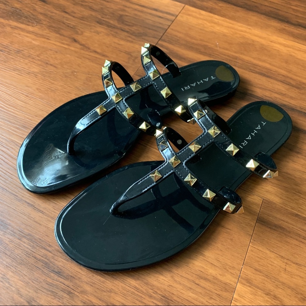 NWD Tahari Lila Black Studded Jelly Sandals
